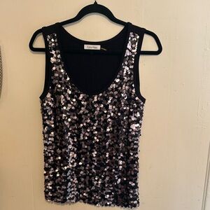 Calvin Klein Black Sequin Scoop Tank